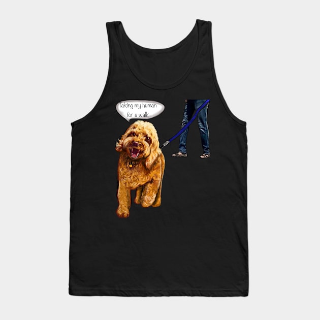 Cavapoo puppy dog - Taking my human for a walk - cavalier king charles spaniel poodle, puppy love Tank Top by Artonmytee